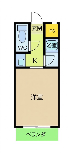 大阪府堺市北花田の1Kマンション間取り図(約18㎡・洋室6.9畳)